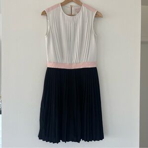 Ted Baker White, Pink & Black Pleated Sleeveless Dress